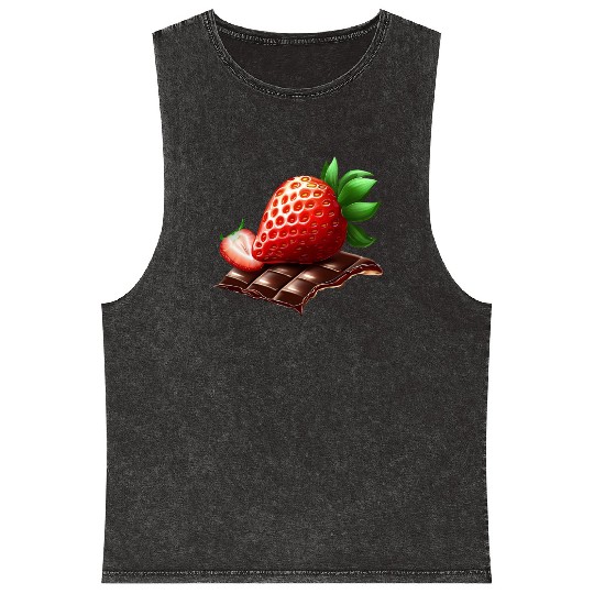 Sweet Temptation: Strawberry Meets Dark Chocolate Mineral Wash Tank Tops