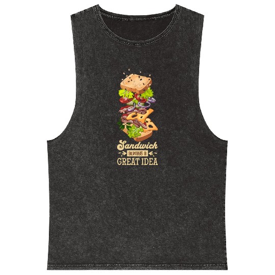 Sandwich Always A Great Idea Mineral Wash Tank Tops