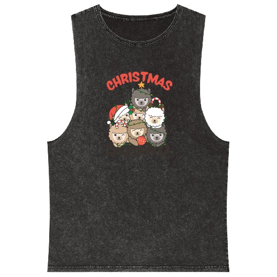 Alpaca Christmas Tree Christmas Squad Alpacas Mineral Wash Tank Tops