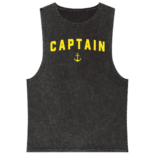 Navy Blue Captain Mineral Wash Tank Tops