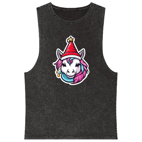 christmas unicorn Mineral Wash Tank Tops