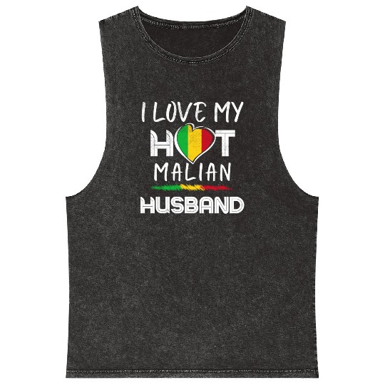 Funny Malian Husband Proud Wife Mineral Wash Tank Tops