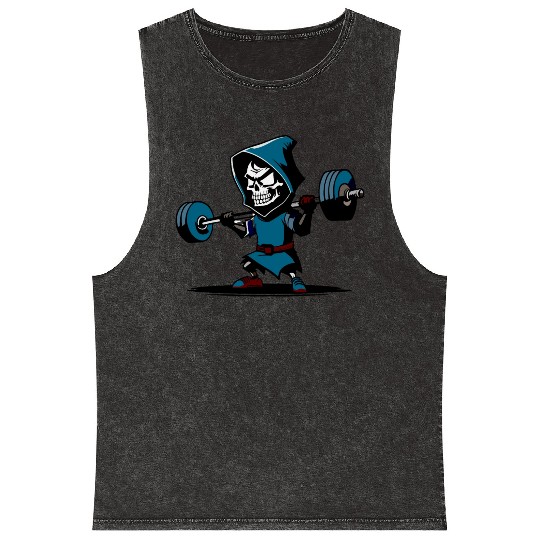 Gym Reaper, Grim Reaper Mineral Wash Tank Tops halloween fitness