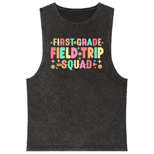 First Grade Field Trip Squad Teacher Students Mineral Wash Tank Tops
