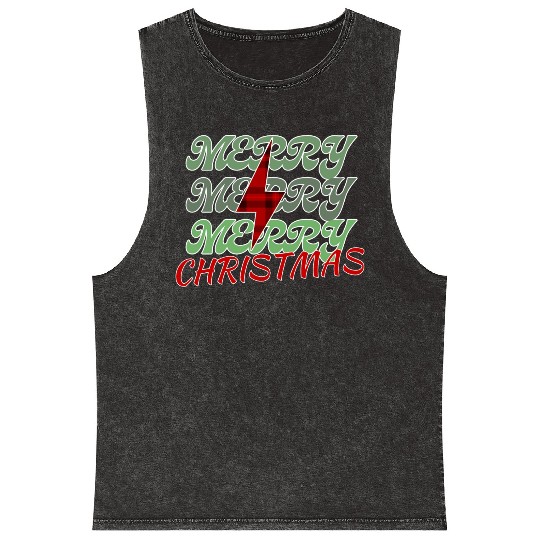 Merry christmas with lightning bolt Mineral Wash Tank Tops