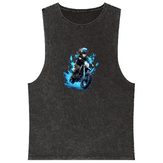 Dirt Bike Anime Ice Racing Motorcycle Ice Racer Mineral Wash Tank Tops