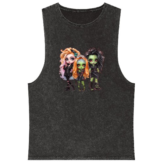 Gothic Trio: Green-Skinned Beauties Mineral Wash Tank Tops