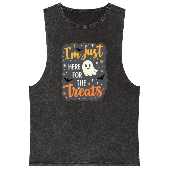 Halloween ghost Sticker Mineral Wash Tank Tops