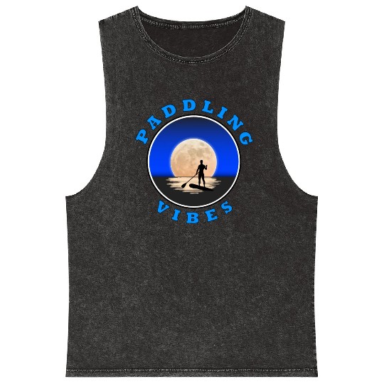 Paddling Vibes - Moon - Paddle Boarder Mineral Wash Tank Tops