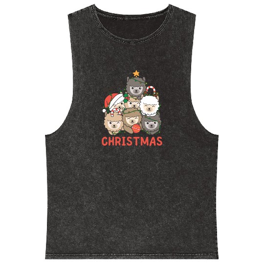 Alpaca Christmas Tree Merry Christmas Mineral Wash Tank Tops