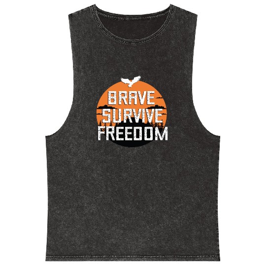 BRAVE ,SURVIVE, FREEDOM Mineral Wash Tank Tops