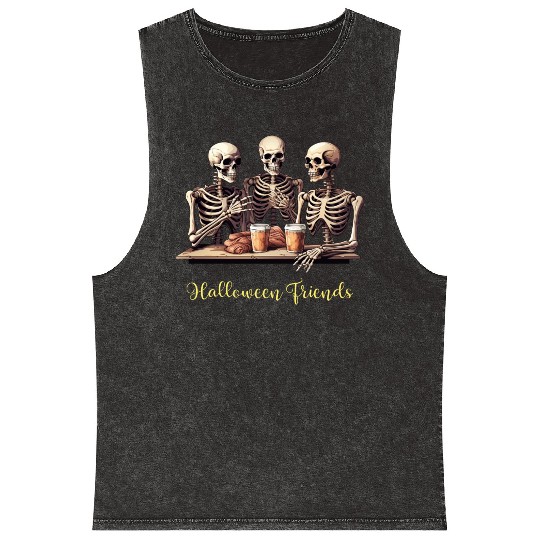 Halloween Costume Skeleton Friends Mineral Wash Tank Tops