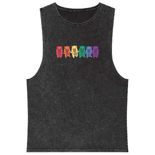 Rainbow Capybara Flag Pride Lgbtq Cute Animals Mineral Wash Tank Tops