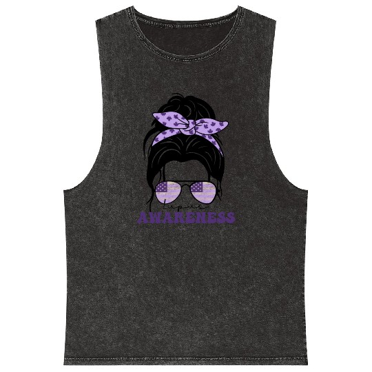 In May We Wear Purple Retro Lupus Awareness Month Mineral Wash Tank Tops