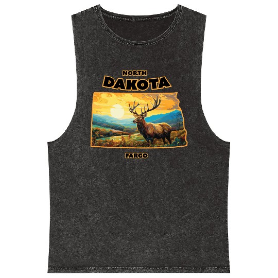 North Dakota - Elk Mineral Wash Tank Tops