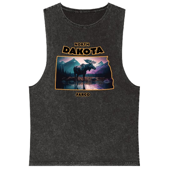 North Dakota - Moose Mineral Wash Tank Tops