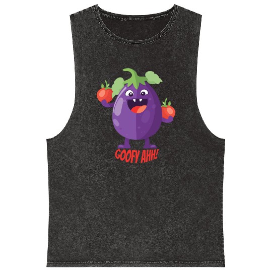 Eggplant Tomato Party Goofy Ahh Mineral Wash Tank Tops