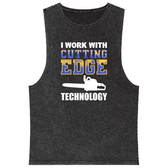 Forest Arboriculturist Lumberjack Chainsaw Logo Mineral Wash Tank Tops