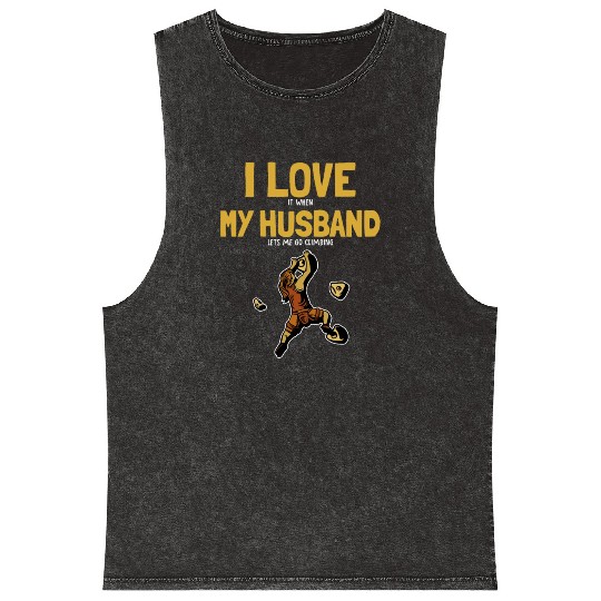 I love my Husband Climbing Bouldering Indoor Mineral Wash Tank Tops