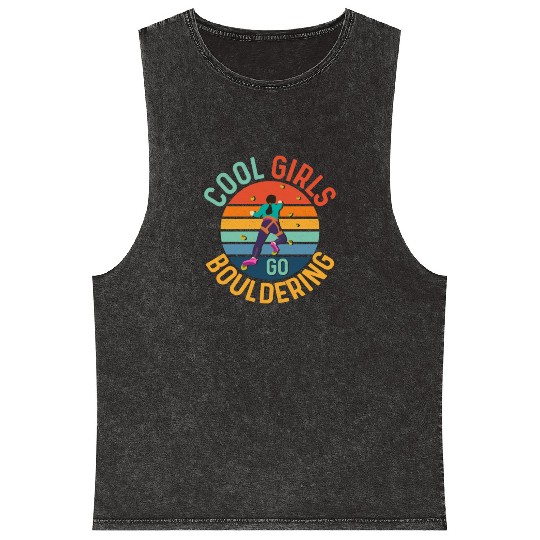 Cool Girls Go Bouldering Boulder Climbing Mineral Wash Tank Tops