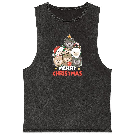Alpaca Christmas Tree Merry Christmas Mineral Wash Tank Tops