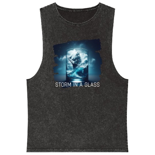 A storm in a glass with a ship Mineral Wash Tank Tops