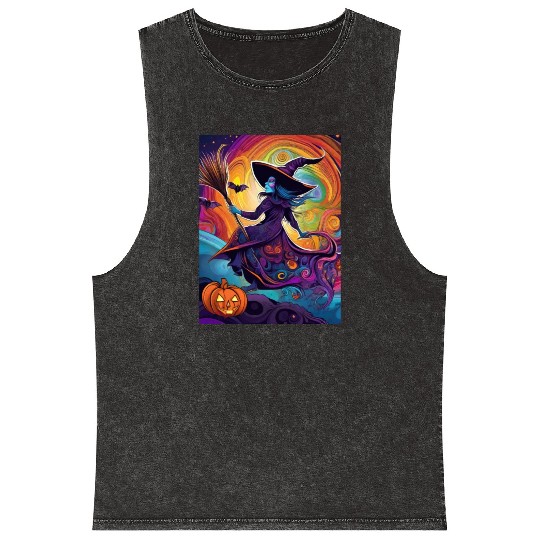 Halloween Witch Mineral Wash Tank Tops