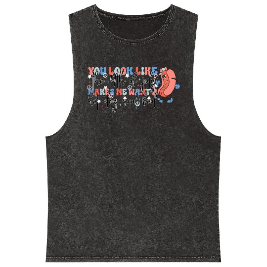 4th of july makes me want a hot dog real bad Mineral Wash Tank Tops