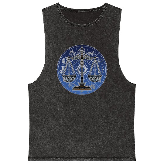 Libra Zodiac star sign horoscope Astrology Mineral Wash Tank Tops