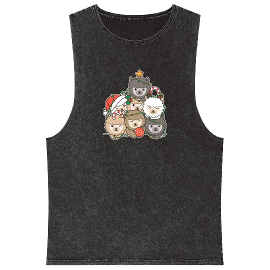 Alpaca Christmas Tree Funny Animal Christmas Mineral Wash Tank Tops