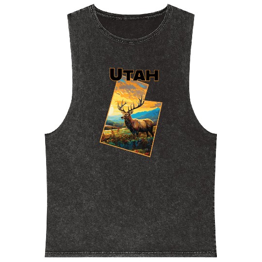 Utah Wildlife - elk Mineral Wash Tank Tops