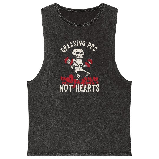 Anti Valentine´s Day Broken Heart Powerlifting Gym Mineral Wash Tank Tops
