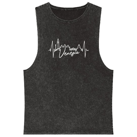 Venice Skyline Italy Heartbeat Italia Love Venezia Mineral Wash Tank Tops