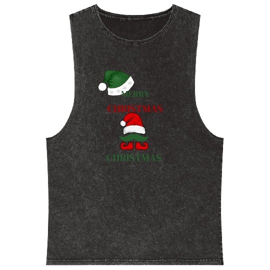 Elf Merry Christmas Mineral Wash Tank Tops