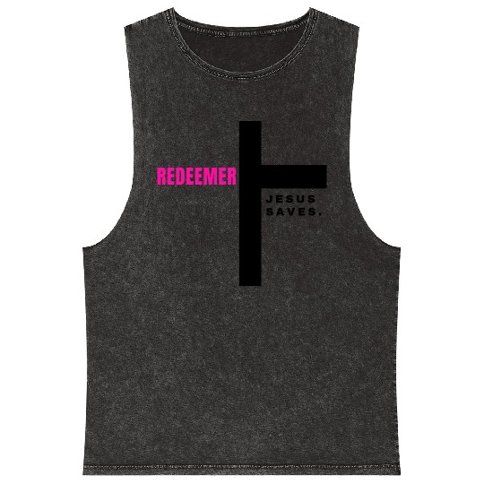 JESUS SAVES Collection Mineral Wash Tank Tops