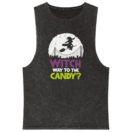 Witch Way To The Candy Halloween Mineral Wash Tank Tops