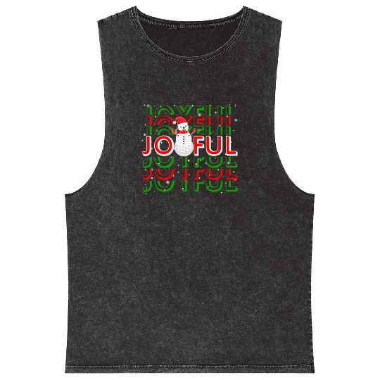 Golf Christmas Snowman Joyful Golf Lover Mineral Wash Tank Tops