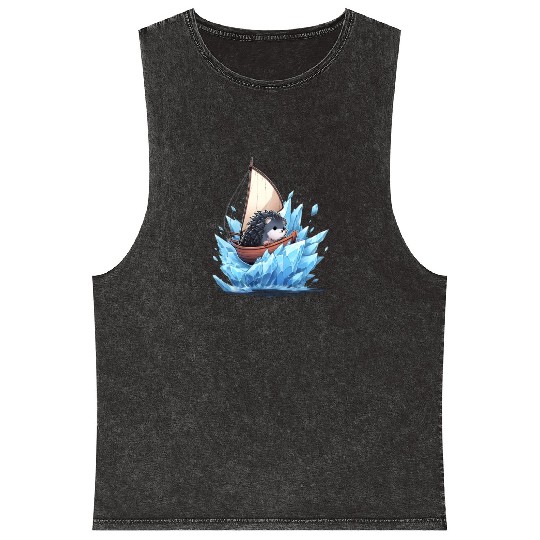 Ice Sailing Hedgehog Ice Sailor Ice Boating Mineral Wash Tank Tops