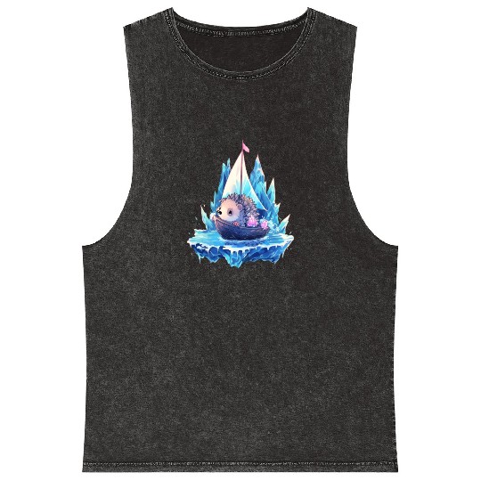 Ice Sailing Hedgehog Ice Sailor Ice Boating Mineral Wash Tank Tops