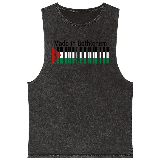 Made in Bethlehem Barcode Palestine Flag for Pales Mineral Wash Tank Tops