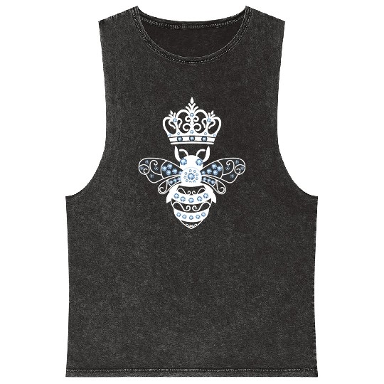 Queen Bee Crown Women Hive Beekeeping Bee Women Mineral Wash Tank Tops
