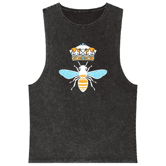 Queen Bee Crown Women Hive Beekeeping Bee Women Mineral Wash Tank Tops