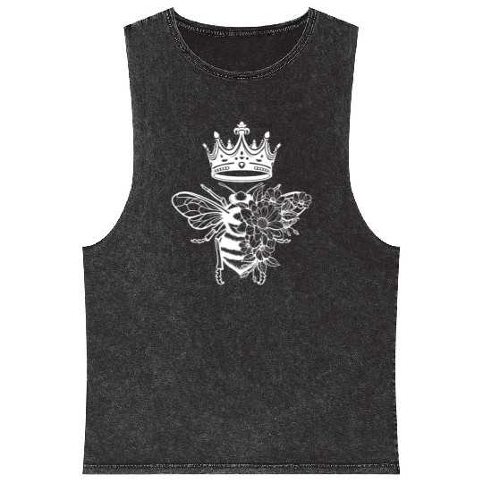 Queen Bee Crown Women Hive Beekeeping Bee Women Mineral Wash Tank Tops