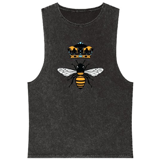 Queen Bee Crown Women Hive Beekeeping Bee Women Mineral Wash Tank Tops