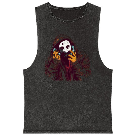 Ghostface Phone Call Mineral Wash Tank Tops