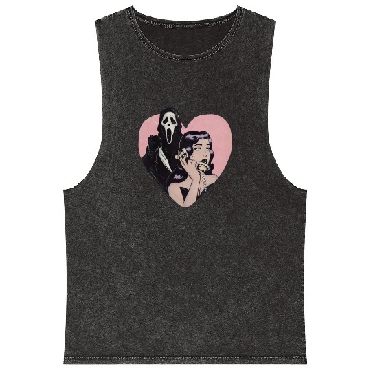ghostface phone call love heart Mineral Wash Tank Tops