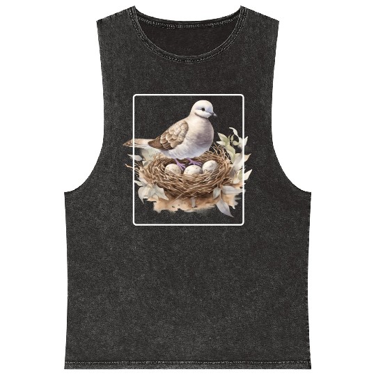 Quail Bird With Eggs Mineral Wash Tank Tops