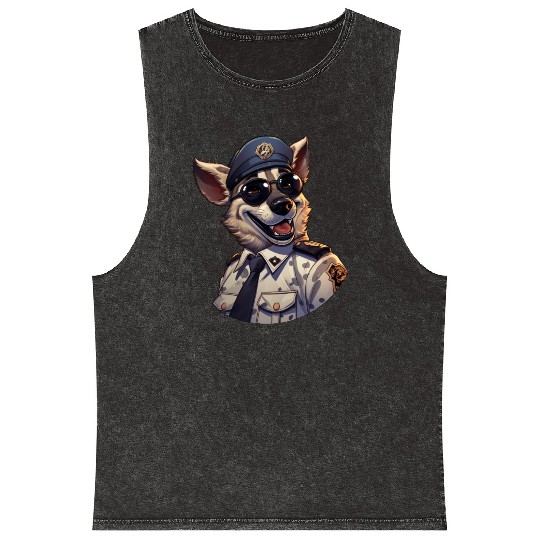 Police hyena Mineral Wash Tank Tops