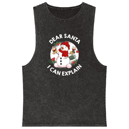 Schneemann Dear Santa I can Explain Funny Mineral Wash Tank Tops