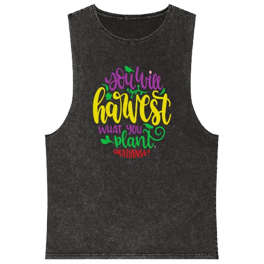 YOU WILL HARVEST WHAT YOU PLANT SEED BIBLE AUTUMN Mineral Wash Tank Tops